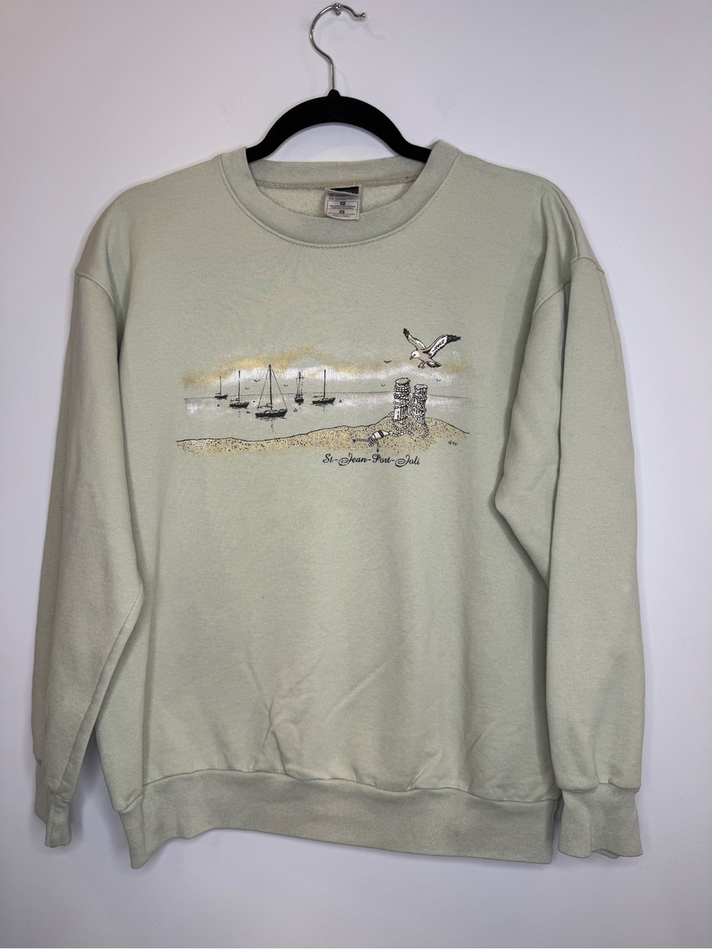 Vintage St-Jean-Port-Joli pistachio green sweatshirt sz small nautical granola - Picture 2 of 9